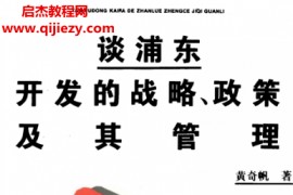 黄奇帆著谈浦东开发的战略政策及其管理电子书pdf百度网盘下载学习
