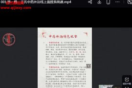 王东磊王氏中药外治疗法面授系统视频课程6集百度网盘下载学习