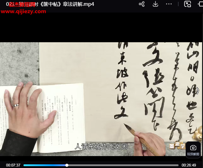 王璽擺脫”臨創脫節”米帶手札系列4套行書視頻課程24集百度網盤下載學習