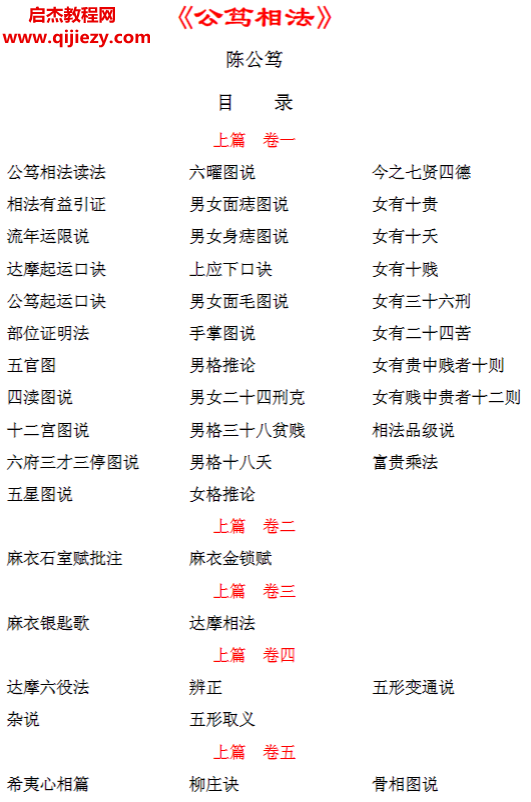 陈公笃著公笃相法电子书pdf百度网盘下载学习