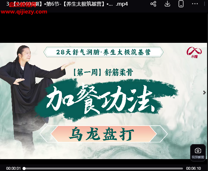 清源师傅武当秘传28天舒气润腑养生太极筑基营视频课程百度网盘下载学习