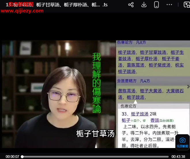 王大皮自学伤寒论王大皮文化医学专长类课程我理解的伤寒论视频课程48集百度网盘下载学习